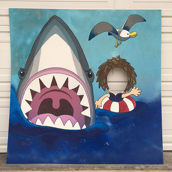 shark attack photo backdrop